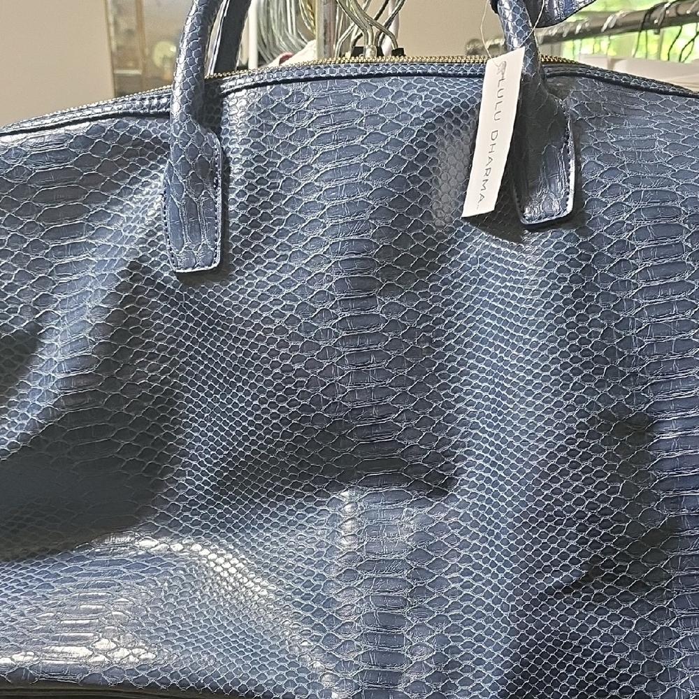 Blue Python-Embossed Leather Bag By - image 2